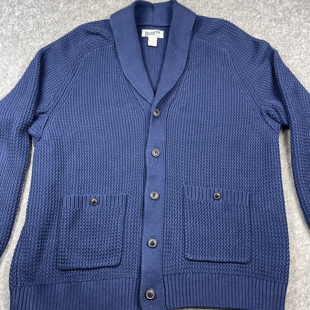 Duluth Mens Burly Retirement Shawl Collar Cardigan 2XL Cotton Classic Grandpa